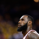 Cleveland Cavaliers forward LeBron James’ eye is shown during the first half of Game 2 of basketball’s NBA Finals between the Golden State Warriors and the Cleveland Cavaliers in Oakland, Calif., Sunday, June 3, 2018.